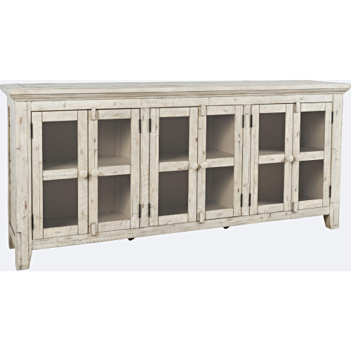 Rustic Shores 70" Sideboard Cabinet in Distressed Off White Wood